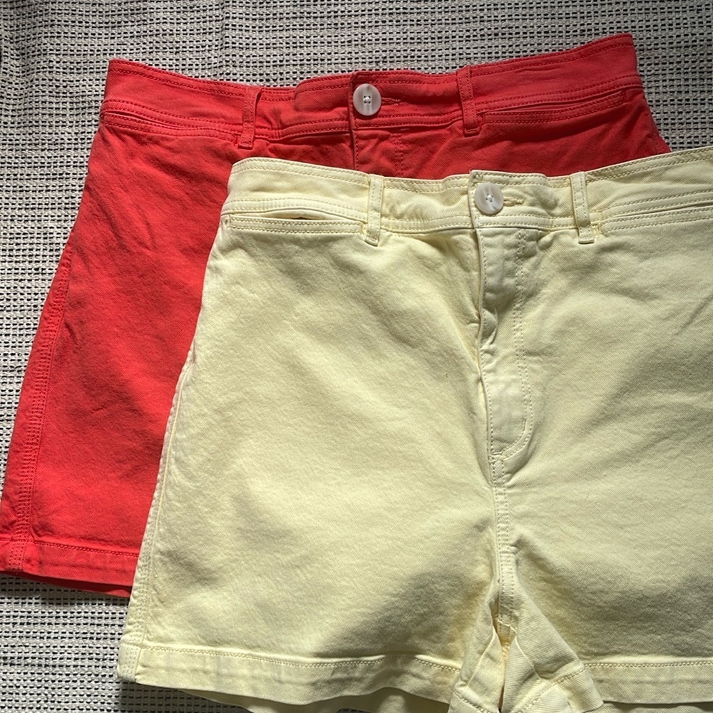 LOFT High Waist Shorts - Yellow and Coral